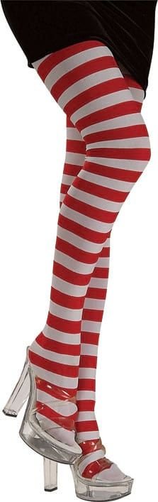 Striped Tights  Red and White  One Size