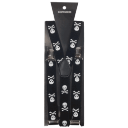 Suspenders  Black with Skulls