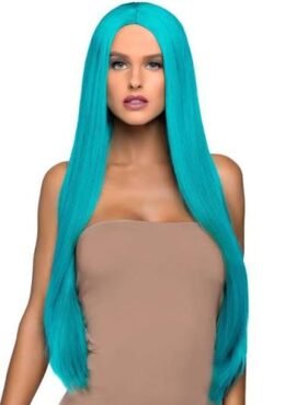 Long Straight Center Part Wig | Turquoise