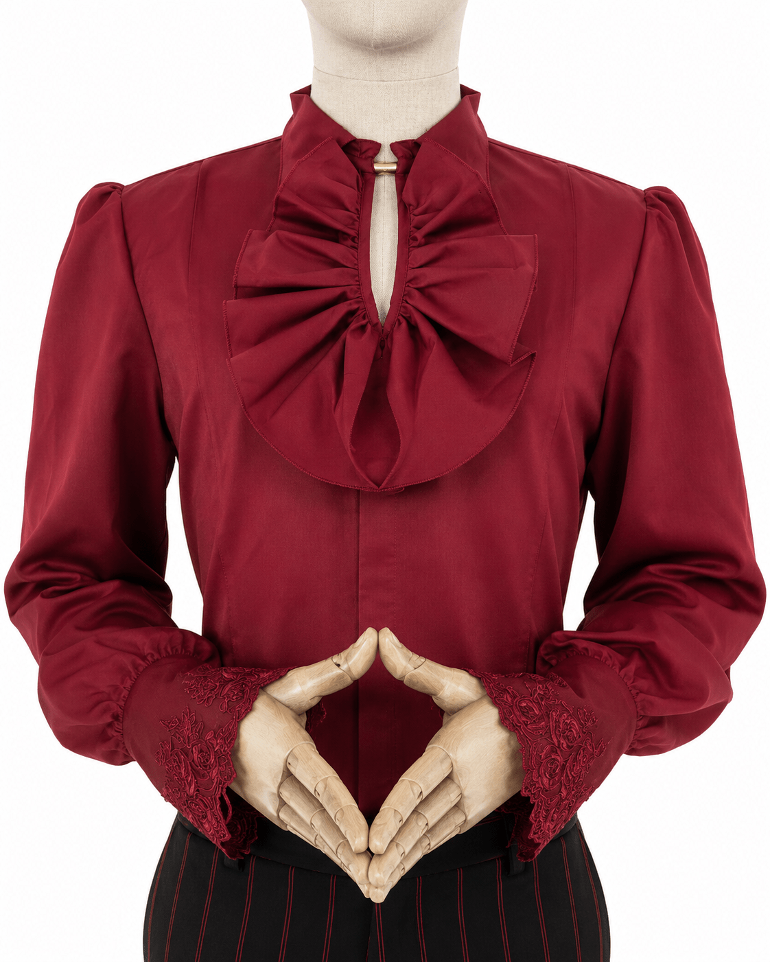 Red Victorian Ruffle Front Shirt | Small