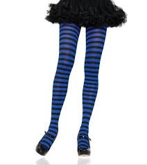 Nylon Striped Tights | Blue & Black