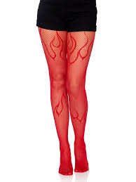 Flame Net Tights | Red