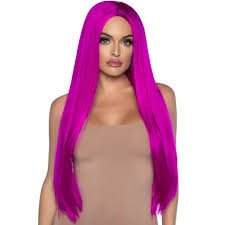 Long Straight Centre Part Wig - Raspberry