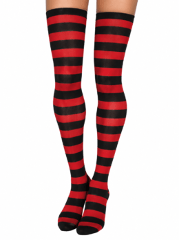Thigh High Stockings | Red and Black Stripes
