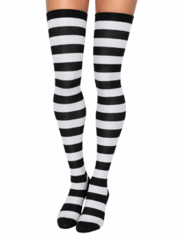 Thigh High Stockings | White and Black Stripes