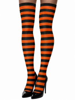 Thigh High Stockings | Orange and Black Stripes