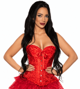 Red Lace Brocade Corset | Large
