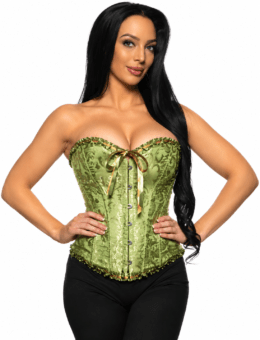 Green Lace Brocade Corset | Medium